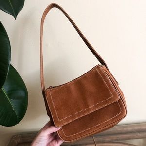 90s Fossil Shoulder Bag in Tan Leather